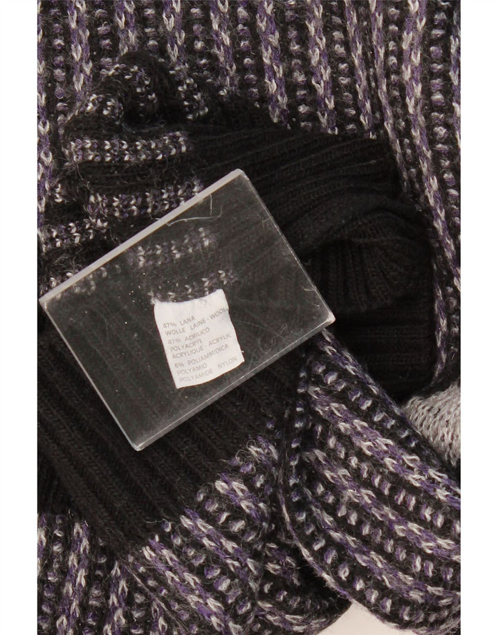 Suéter feminino VINTAGE com gola redonda Reino Unido 16 grande lã geométrica roxa