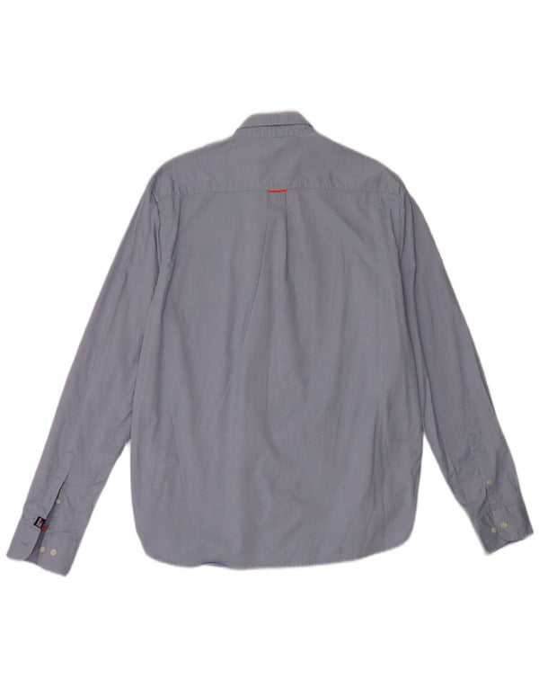 Camisa masculina Superdry Regular Fit grande algodão listrado azul