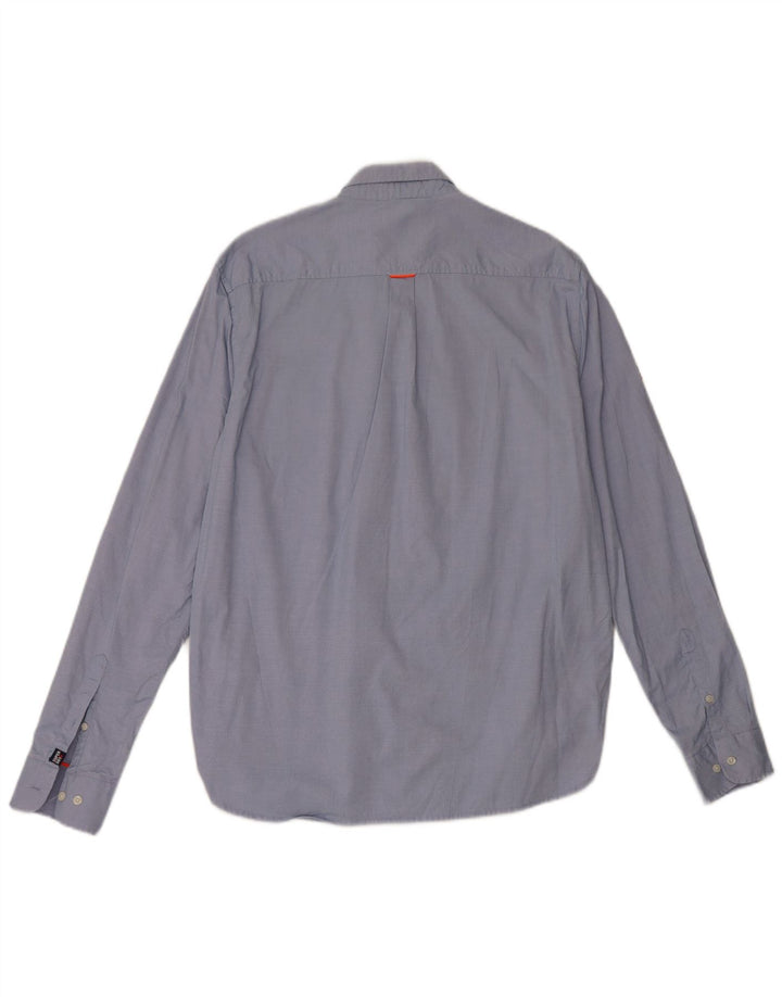 Camisa masculina Superdry Regular Fit grande algodão listrado azul