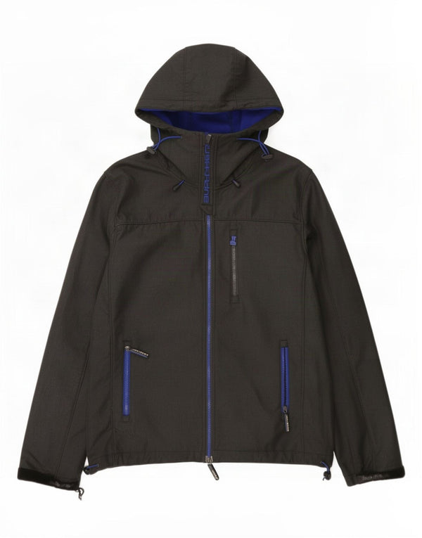 Jaqueta corta-vento masculina Superdry Windcheater Graphic com capuz Reino Unido 42 XL cinza