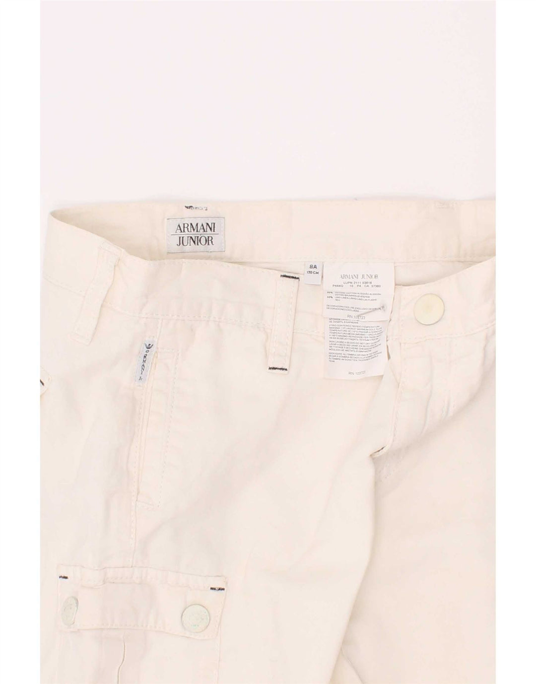 Shorts Cargo Armani Junior Meninos 7-8 Anos W24 Algodão Branco