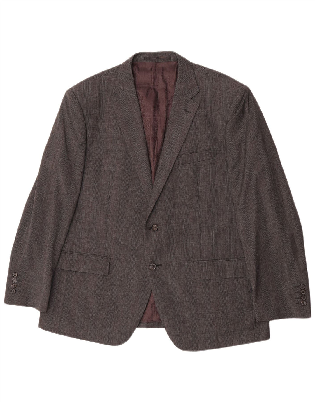 Jaqueta blazer masculina de 2 botões Marks & Spencer UK 46 XL cinza xadrez lã