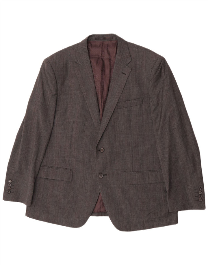Jaqueta blazer masculina de 2 botões Marks & Spencer UK 46 XL cinza xadrez lã