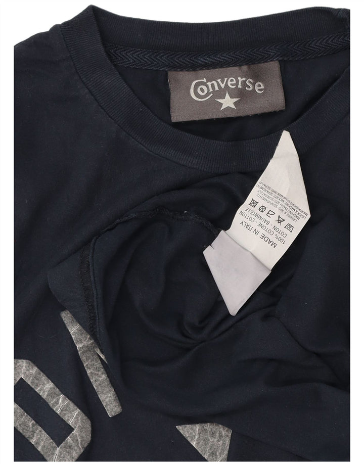 Converse Mens Graphic T-Shirt Top Pequeno Algodão Azul Marinho