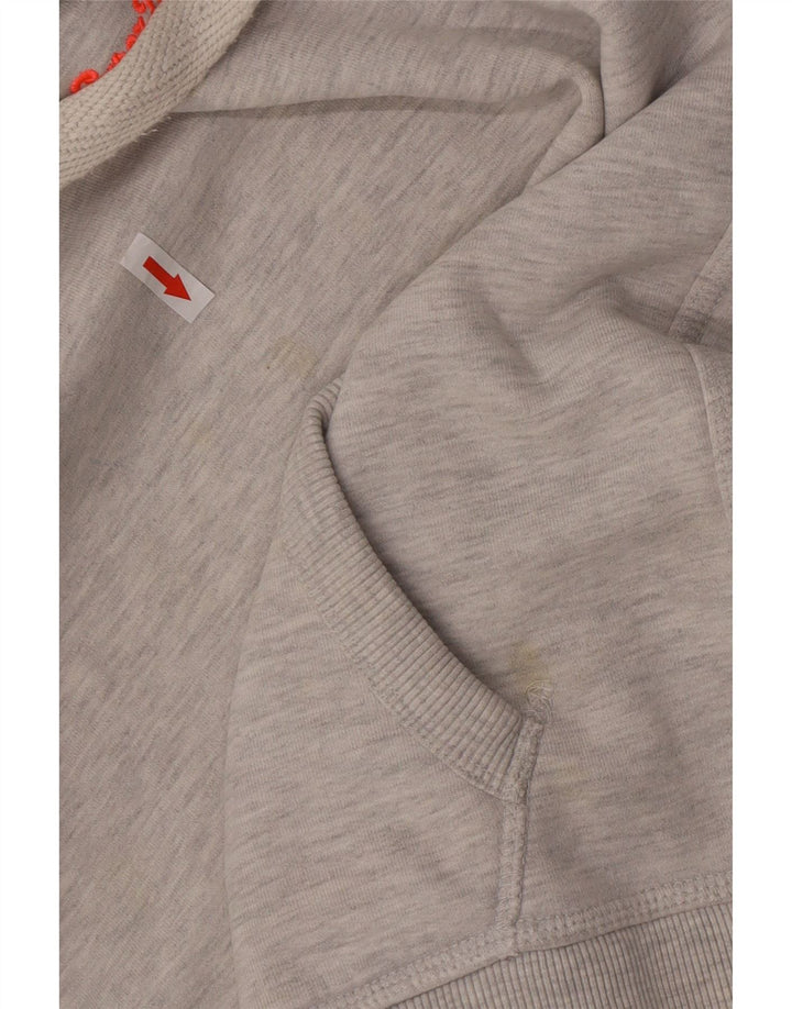 Suéter com capuz feminino Superdry UK 14 algodão cinza médio