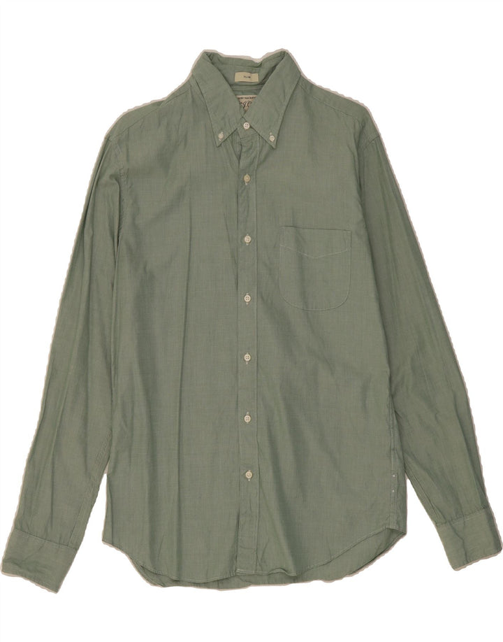 J. CREW Mens Slim Shirt Medium Green Cotton Vintage J. Crew and Second-Hand J. Crew from Messina Hembry 