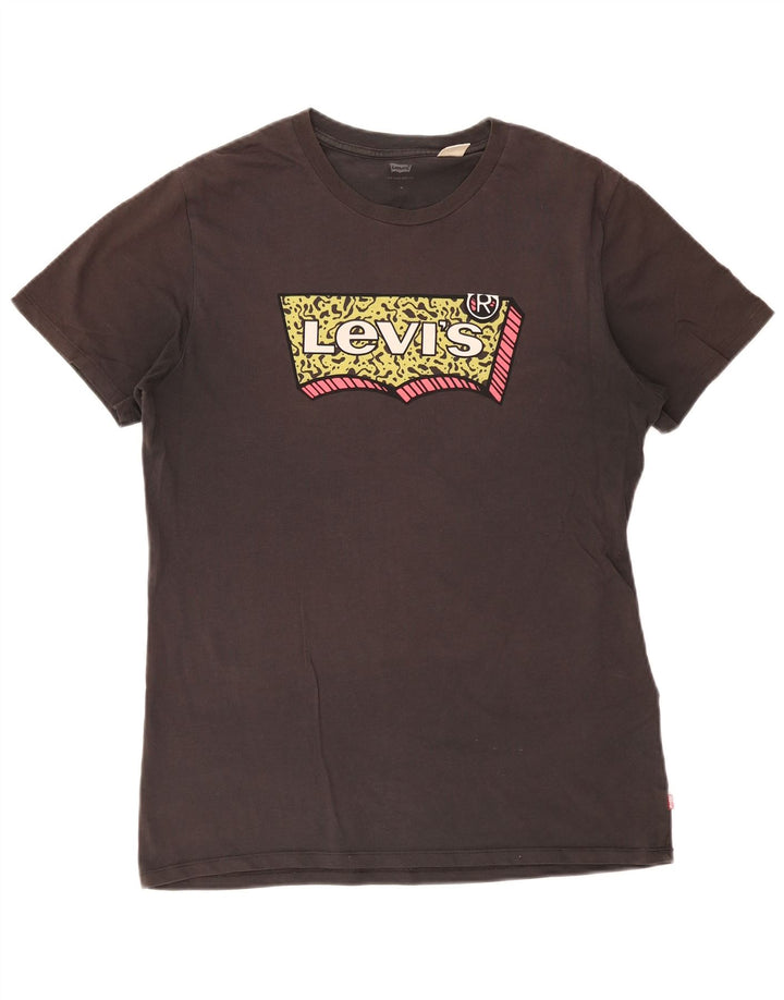 Camiseta gráfica masculina Levi's Top cinza médio algodão