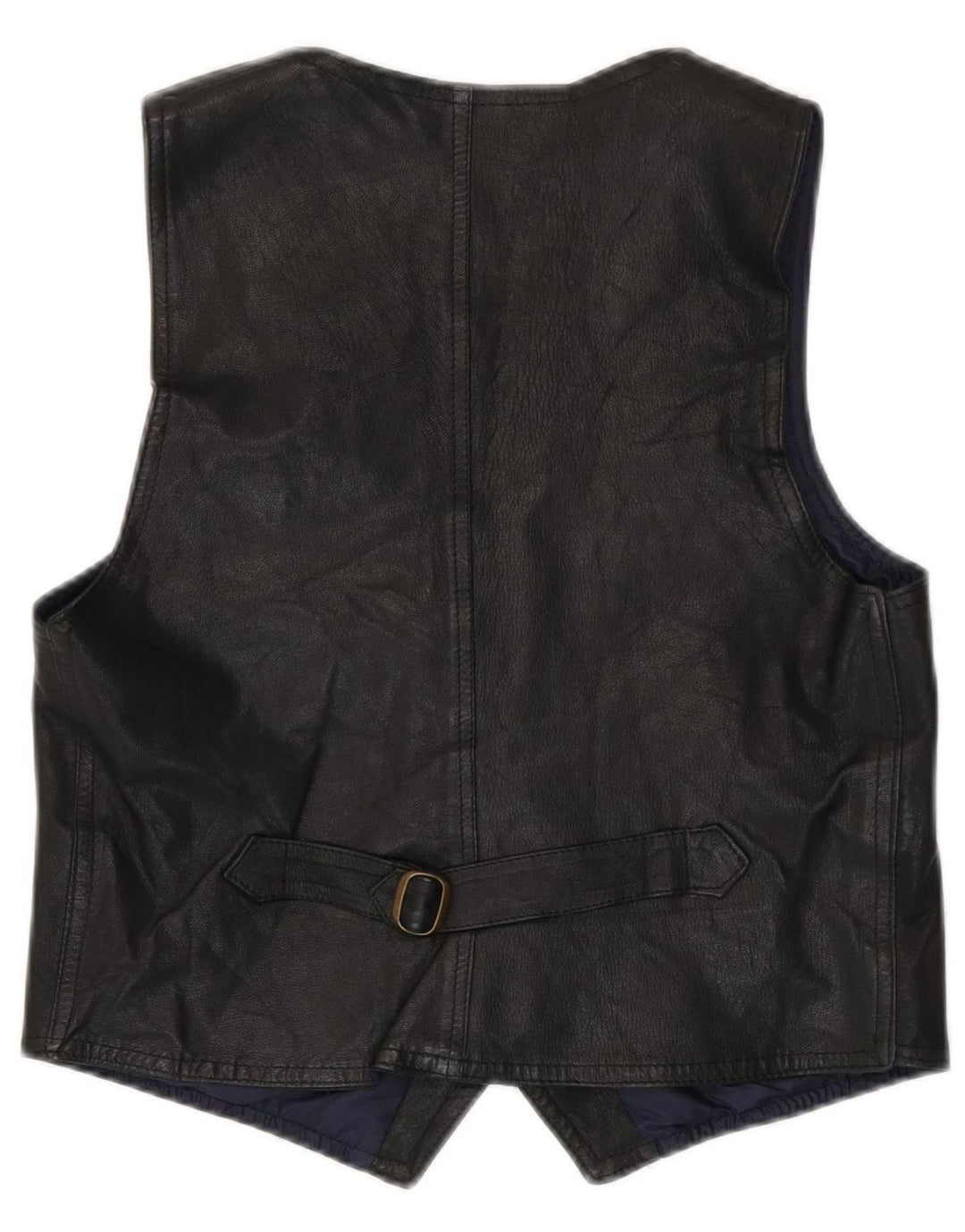 Colete de couro masculino vintage médio couro preto