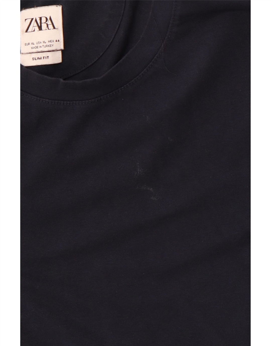 Zara Mens Slim Fit T-Shirt Top XL Azul Marinho