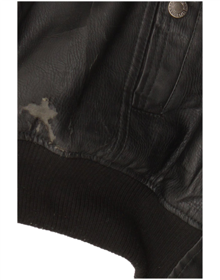 Jaqueta bomber masculina idêntica Motorstyle couro falso Reino Unido 42 XL poliéster preto