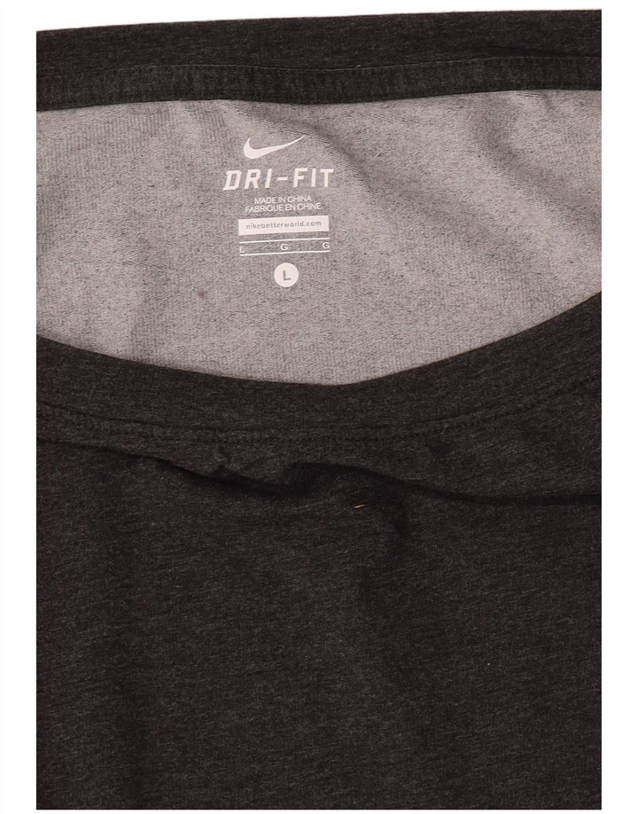 Top Nike Dri Fit Feminino Manga Longa UK 16 Grande Poliéster Cinzento Flecked