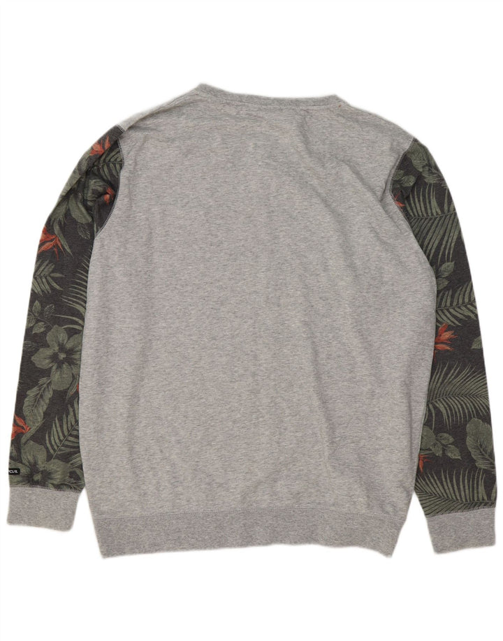 Moletom masculino RIP CURL Jumper XL cinza floral algodão