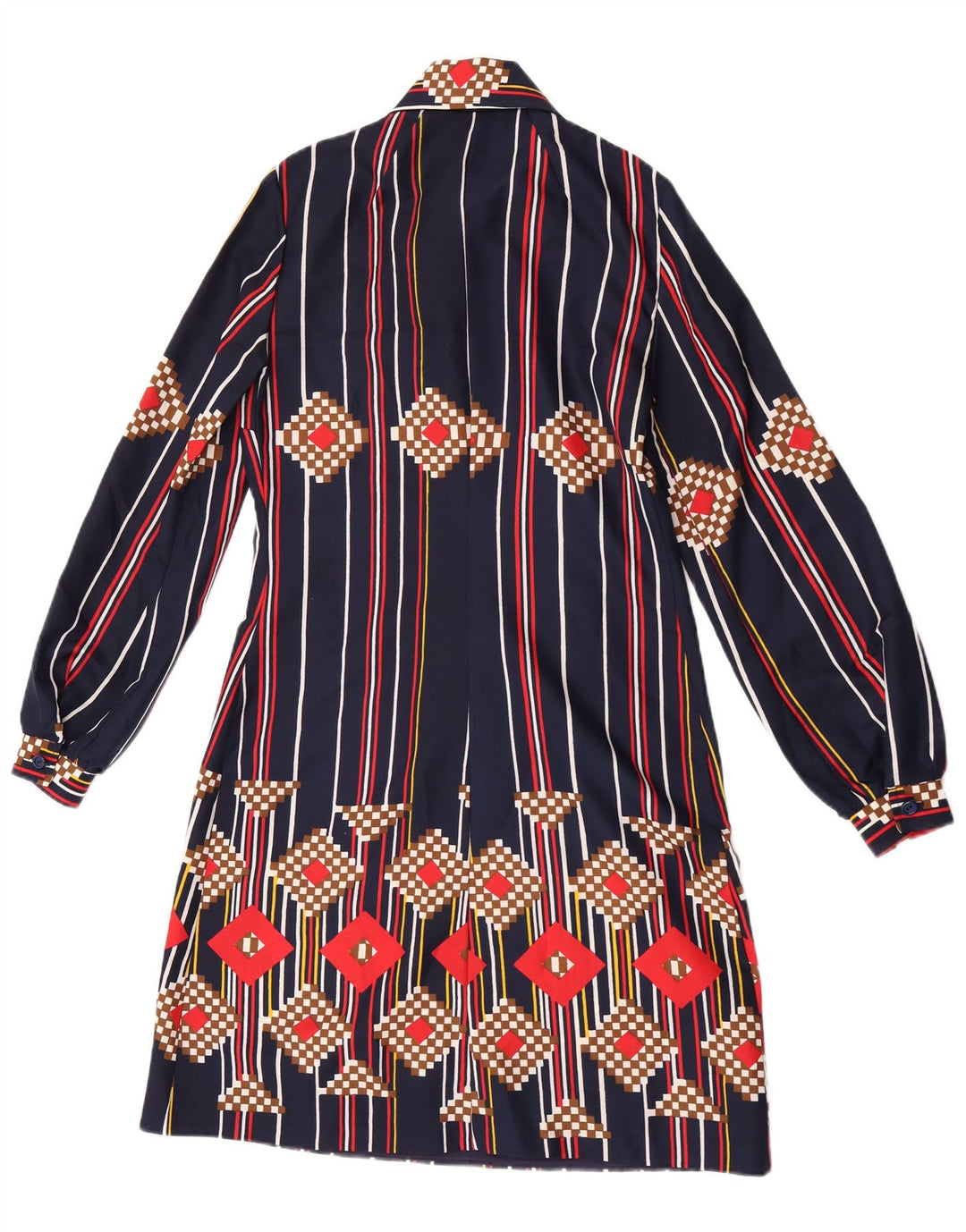 Vestido feminino pulôver vintage UK 12 listrado azul marinho médio