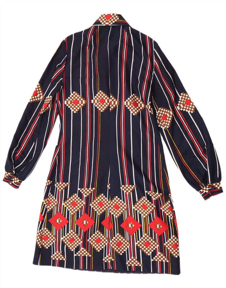 Vestido feminino pulôver vintage UK 12 listrado azul marinho médio