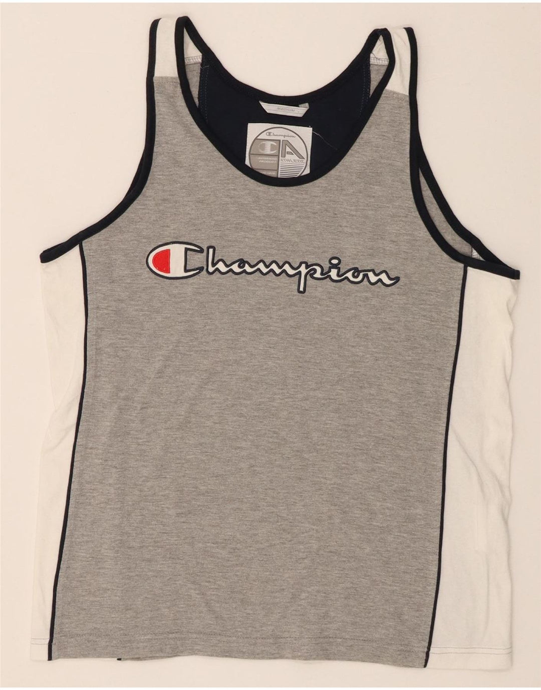 Colete gráfico feminino Champion UK 14 algodão colorblock cinza médio