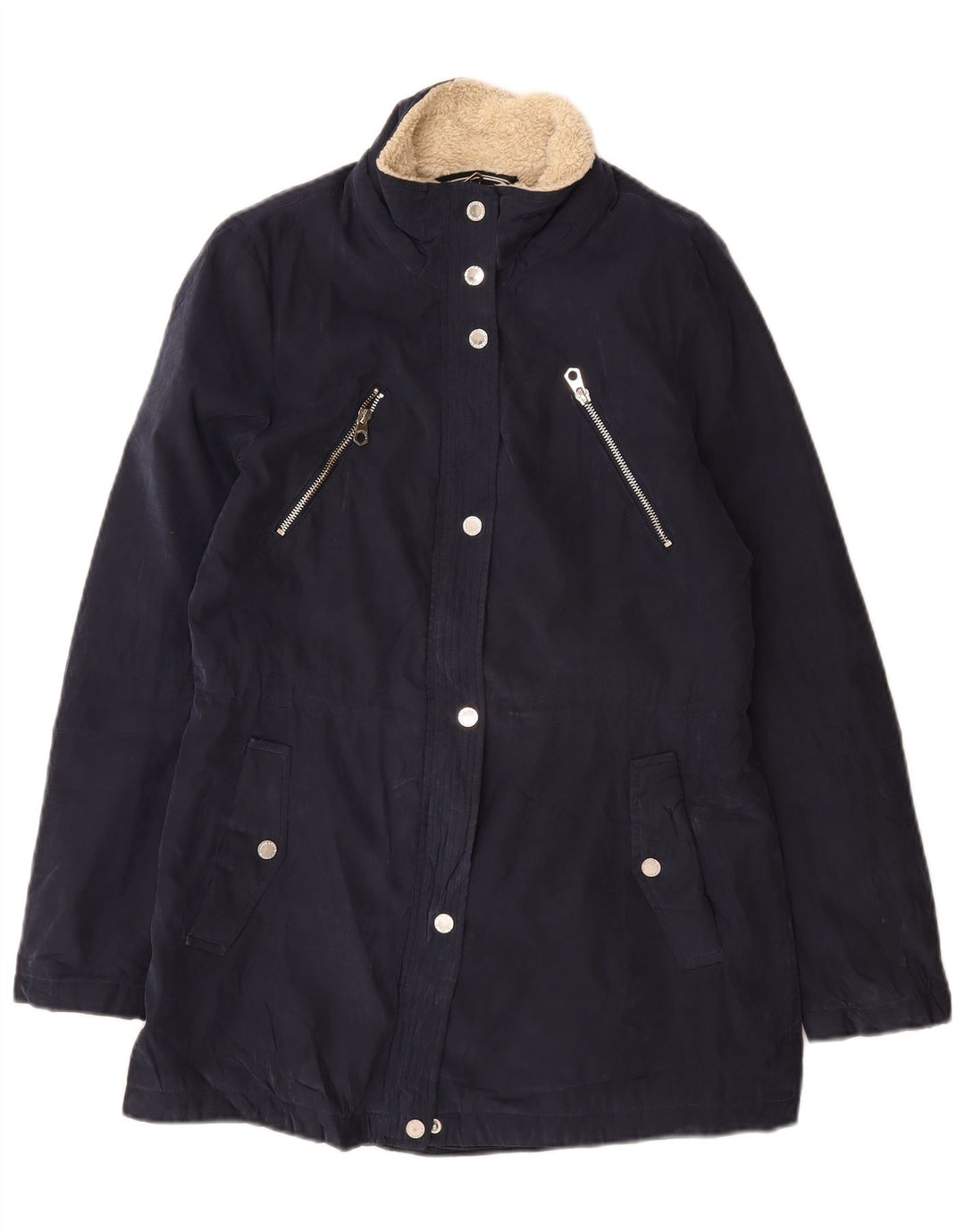 Jaqueta feminina Sherpa Nautica UK 10 pequena azul marinho poliéster