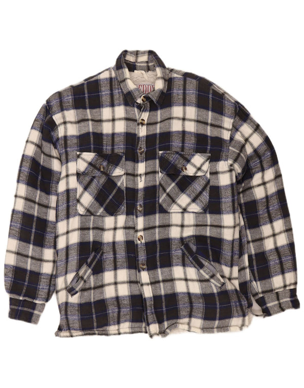 Camisa masculina vintage de flanela de lenhador médio xadrez azul marinho