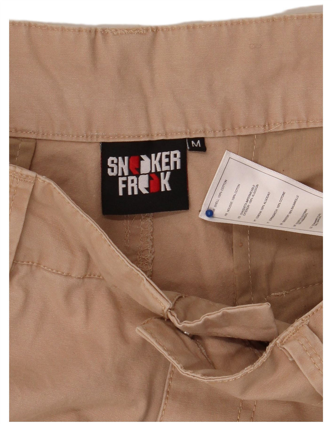 SNEAKER FREAK Mens Cargo Shorts Médio W32 Algodão Bege