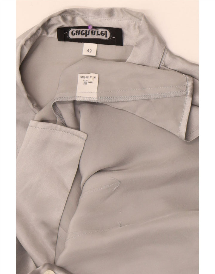 Blusa feminina Cacharel IT 42 seda cinza médio