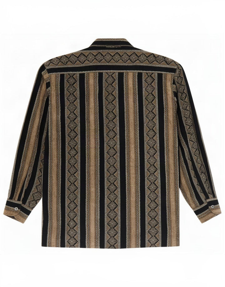 Camisa masculina vintage grande listrada marrom
