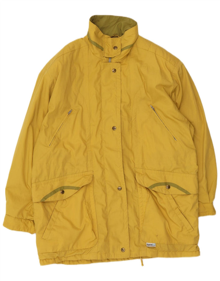 Capa de chuva desproporcionado UE 42 das mulheres do vintage grande poliéster amarelo