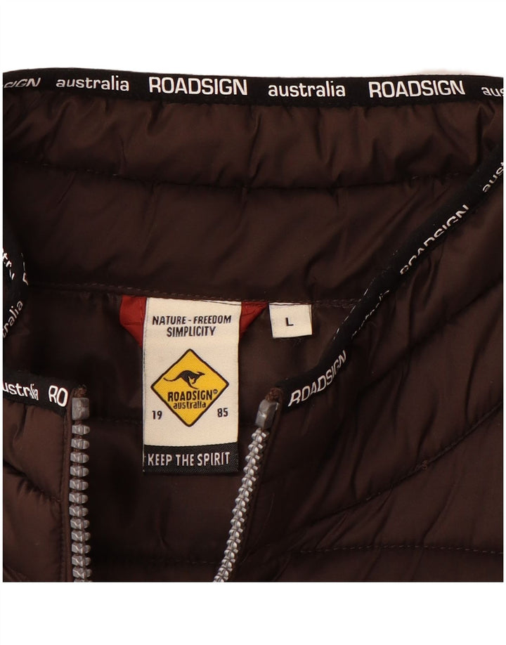 Jaqueta acolchoada masculina ROADSIGN UK 40 grande poliéster marrom
