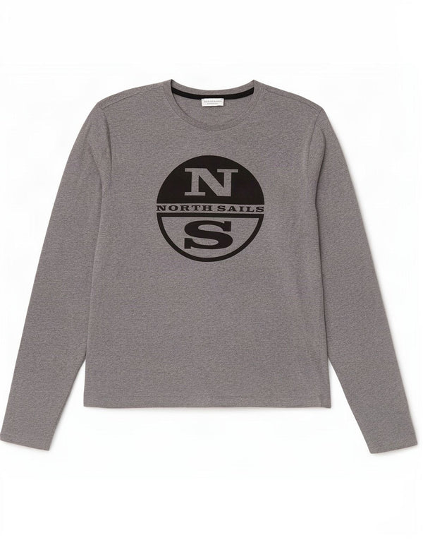 North Sails Mens Graphic Top Long Sleeve Small Grey Flecked Cotton