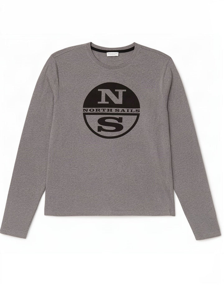 Top gráfico masculino North Sails manga comprida algodão manchado cinza pequeno