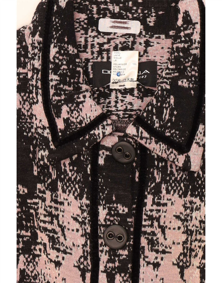 Jaqueta blazer feminina Domina com padrão abstrato de 5 botões IT 52 2XL lã rosa
