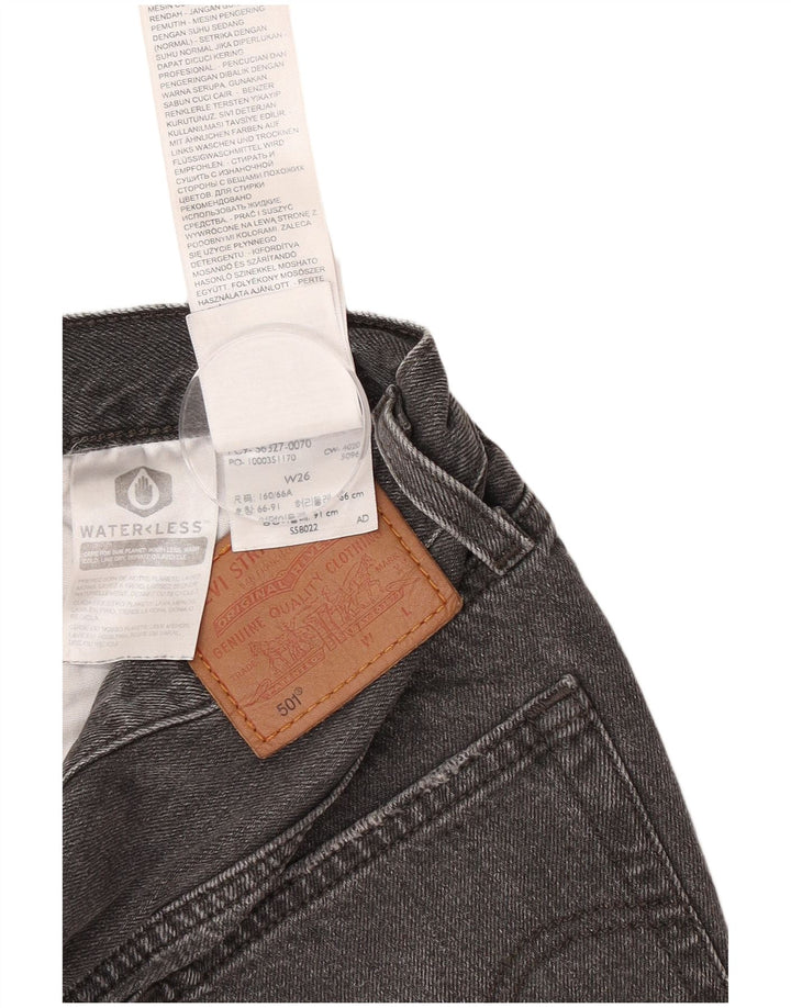 Shorts jeans feminino Levi's 501 W26 pequeno algodão preto