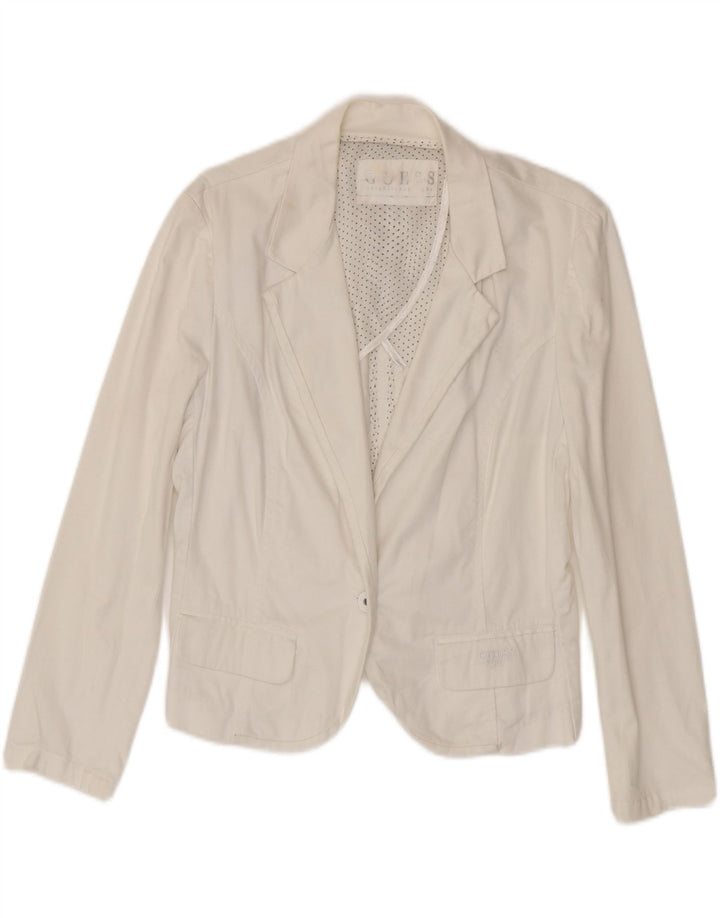 GUESS Womens 1 Button Blazer Jacket UK 20 2XL White Cotton