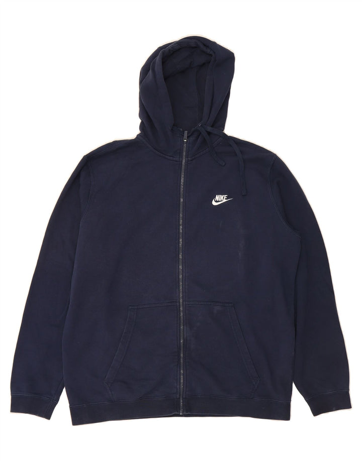 NIKE Mens Zip Hoodie Sweater XL Navy Blue Cotton Vintage Nike and Second-Hand Nike from Messina Hembry 