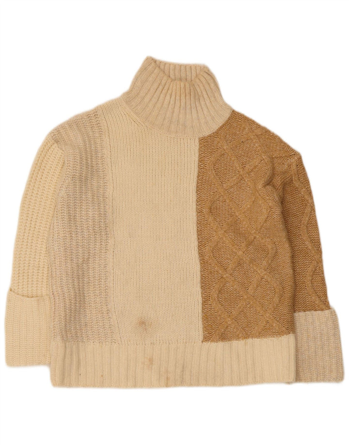 Suéter feminino Marks & Spencer com gola tartaruga Reino Unido 10 pequeno off white