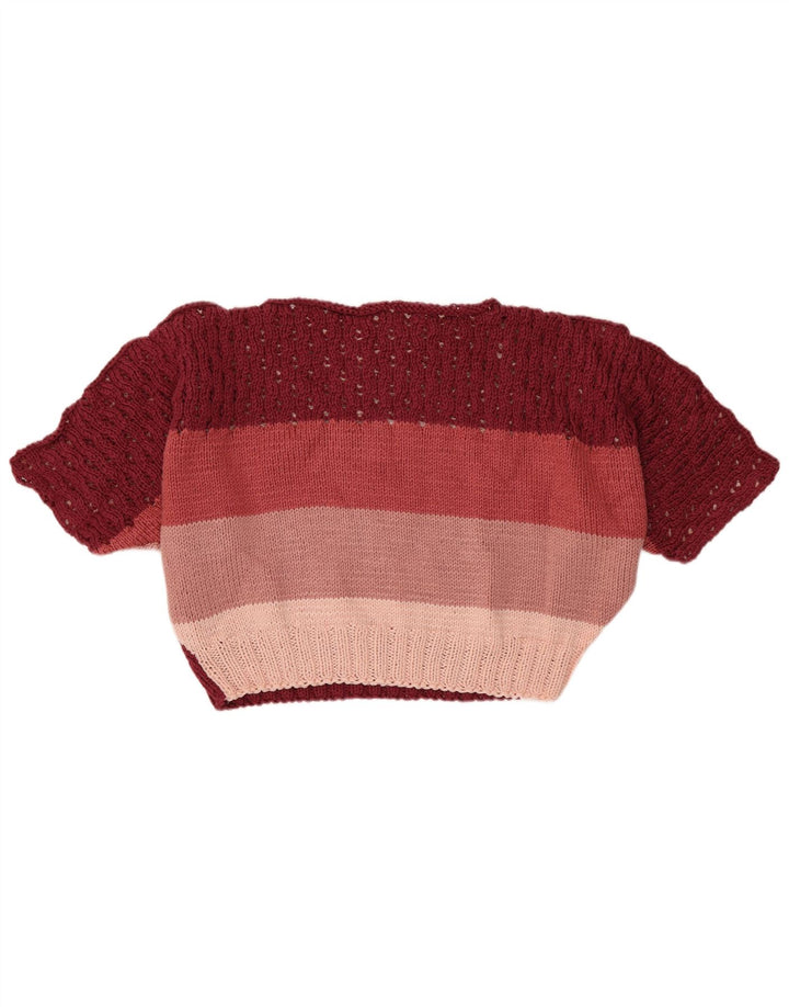 Suéter feminino VINTAGE com gola canoa e gola redonda Reino Unido 16 grande multicolorido