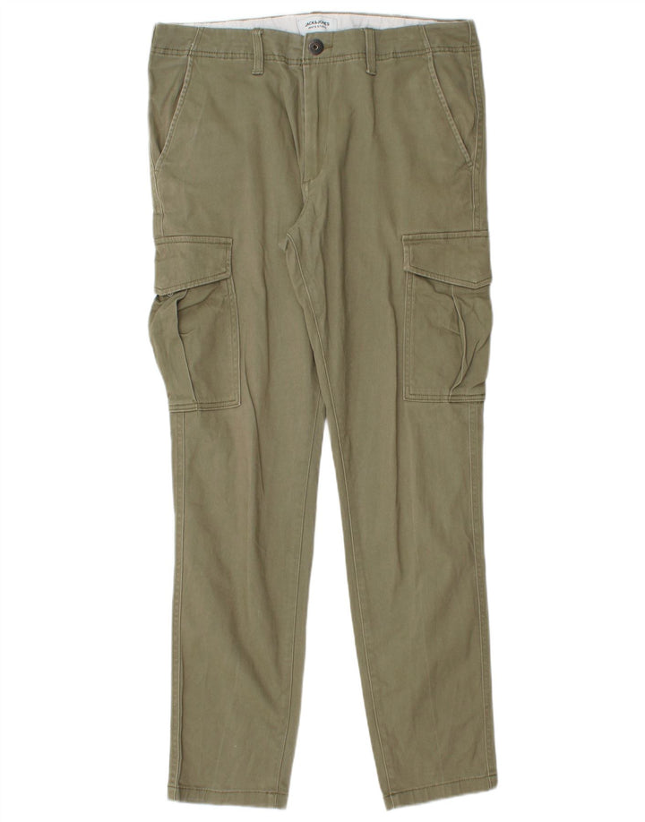 Calça cargo slim masculina Jack & Jones W32 L30 algodão cáqui
