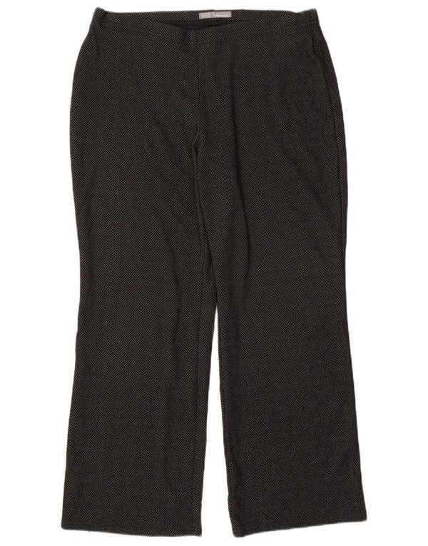 Calça casual feminina Marks & Spencer UK 14 grande W34 L27 preta Chevron