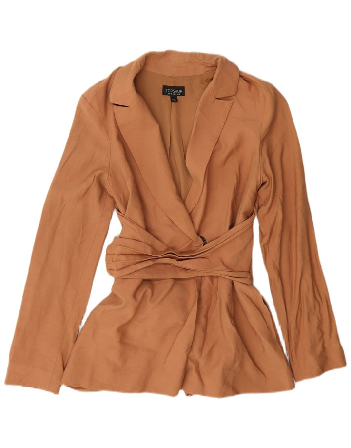 Topshop Jaqueta Blazer Feminina Reino Unido 8 Pequena Viscose Bege