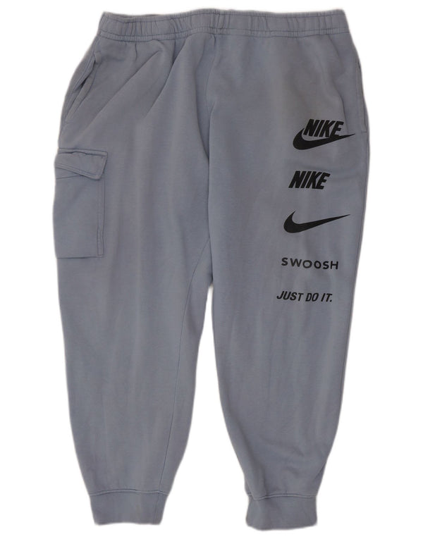 Nike Mens Swoosh Graphic Cargo Calça de treino Joggers XL Azul Algodão