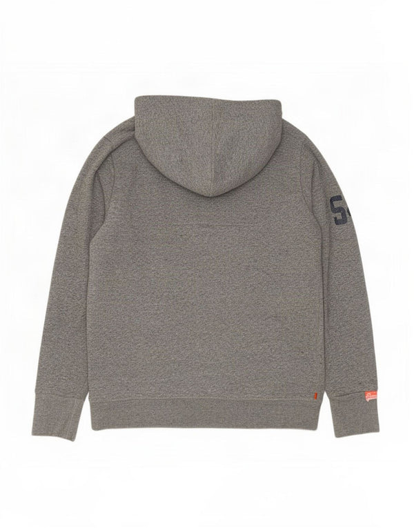 Suéter com capuz gráfico feminino Superdry UK 12 algodão manchado cinza médio