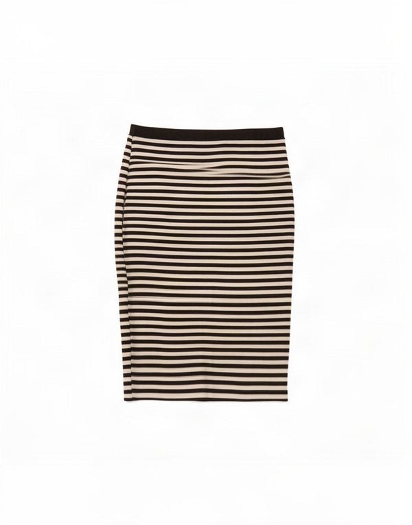 Saia lápis feminina Lipsy Reino Unido 10 pequena W28 viscose listrada preta