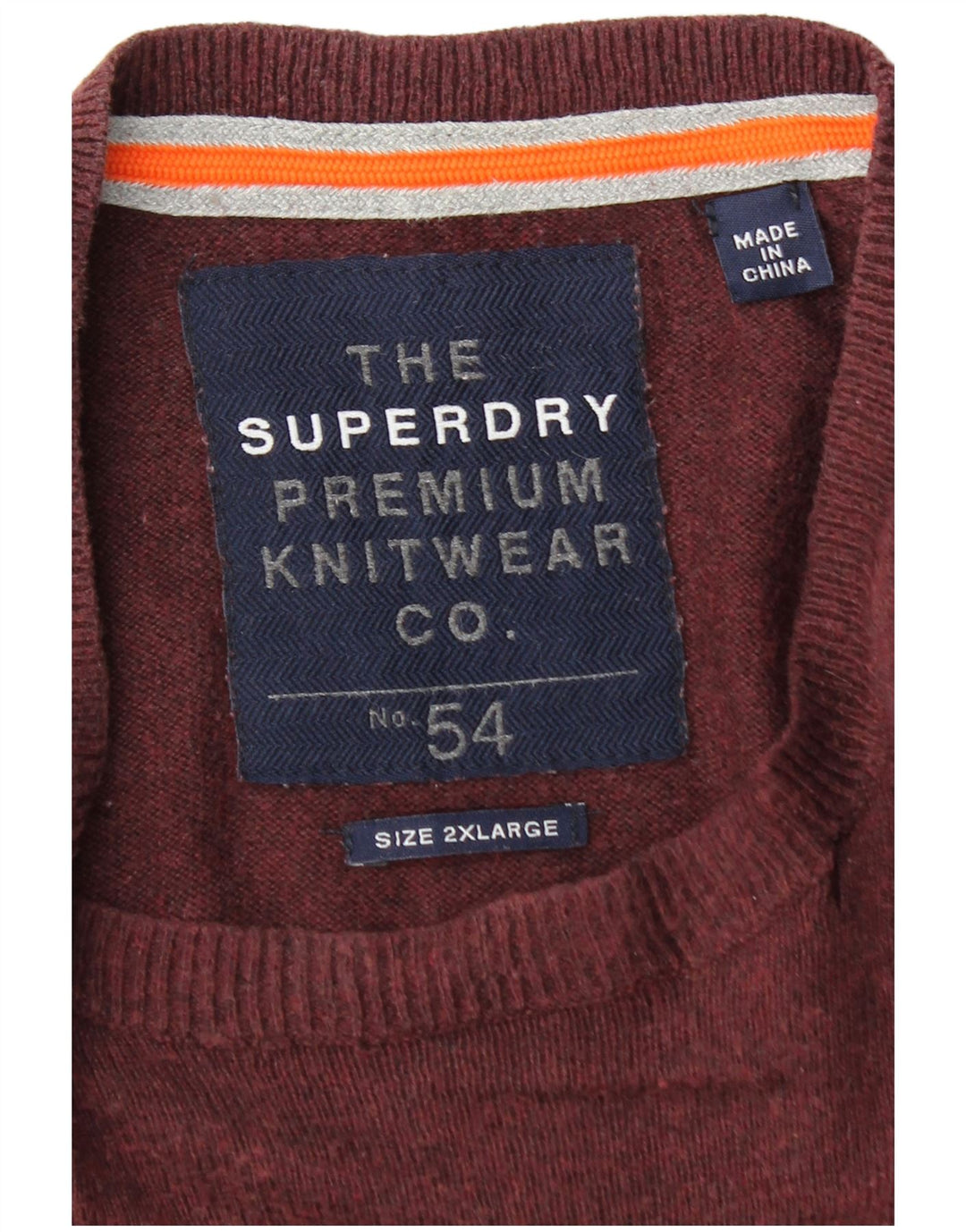 Suéter masculino Superdry com gola redonda 2XL algodão borgonha