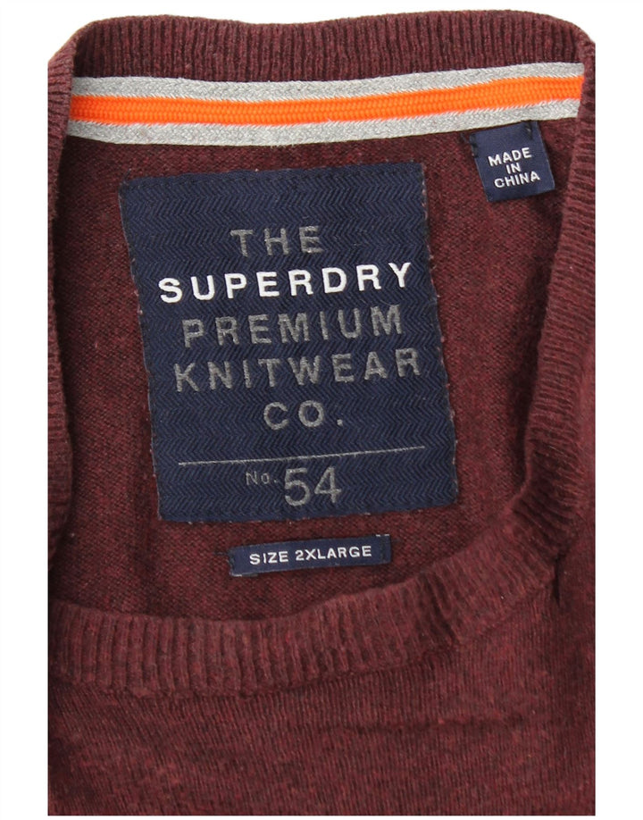 Suéter masculino Superdry com gola redonda 2XL algodão borgonha
