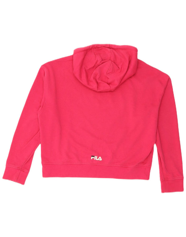 Suéter feminino Fila Crop Graphic Oversized com capuz UK 6 XS algodão rosa