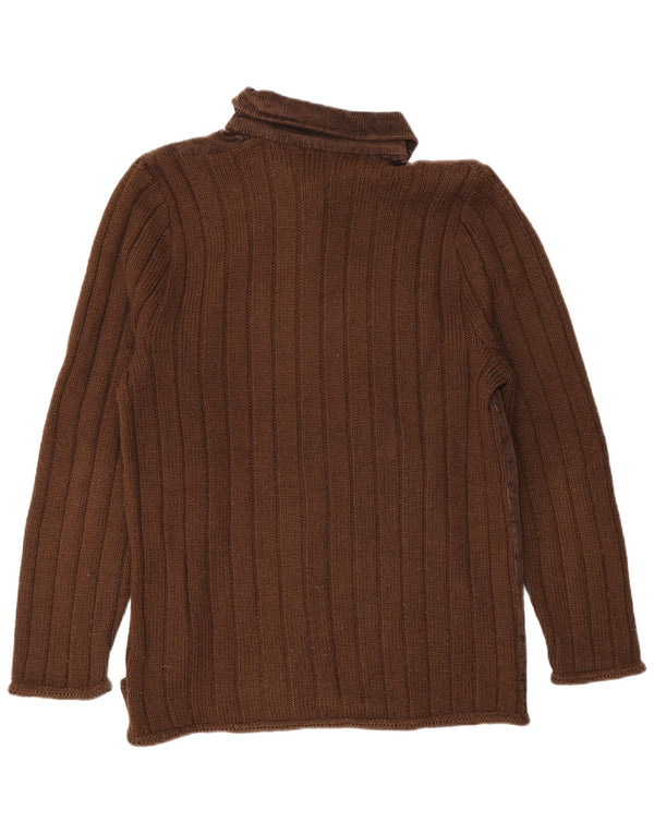 Suéter Cardigan Feminino Vintage Reino Unido 14 Grande Marrom