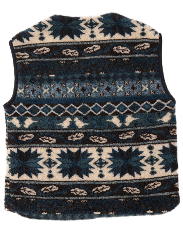 Vintage Mens Fleece Gilet UK 38 Médio Azul Geométrico