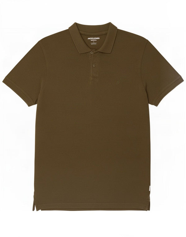 Camisa polo masculina Jack & Jones grande algodão cáqui