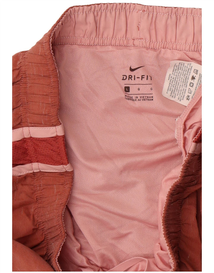 Shorts esportivos femininos Nike Dri Fit UK 14 grande poliéster manchado marrom