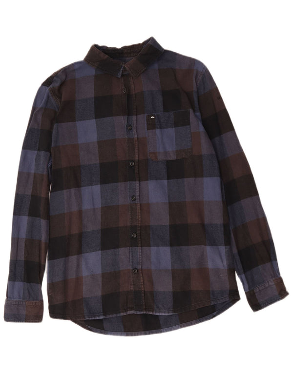 Camisa masculina de flanela Quiksilver Regular Fit pequena azul marinho algodão guingão