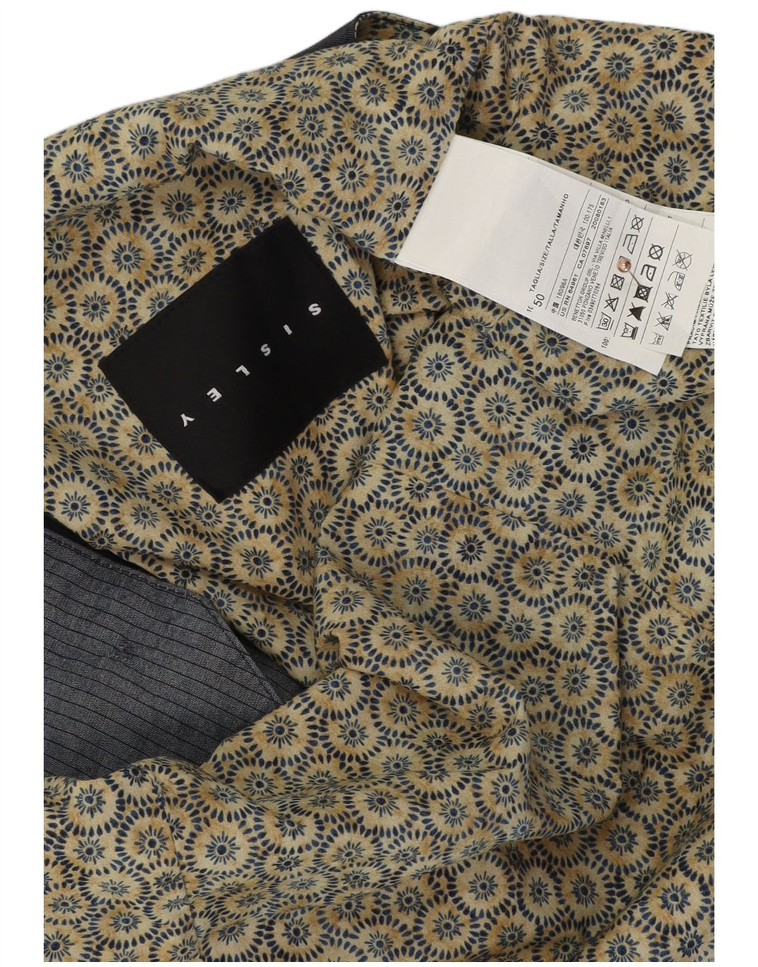 Colete masculino Sisley IT 50 algodão listrado azul médio