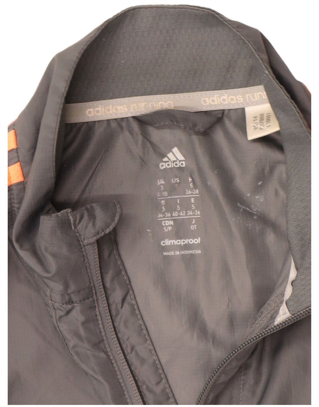 ADIDAS Womens Clima Proof Tracksuit Top Jacket UK 8/10 Small Grey